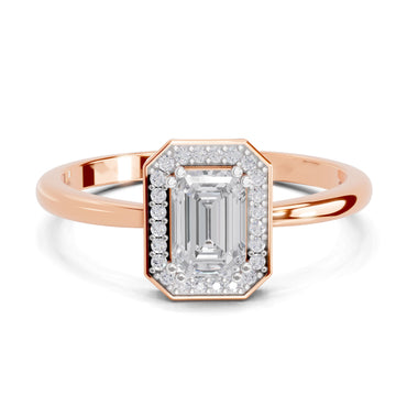 0.68 Carat Emerald Cut Engagement Ring | 14K Rose Gold