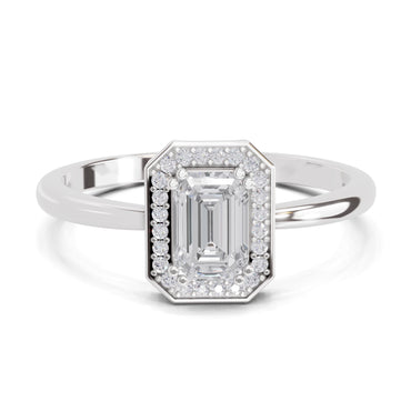 Sparkles 0.68 Carat Emerald Cut Engagement Ring | 14K White Gold