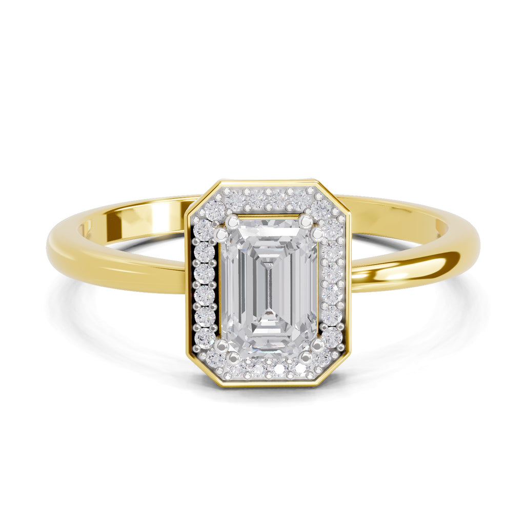 0.68 Carat Emerald Cut Engagement Ring | 14K Yellow Gold