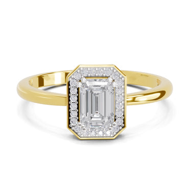 0.68 Carat Emerald Cut Engagement Ring | 14K Yellow Gold