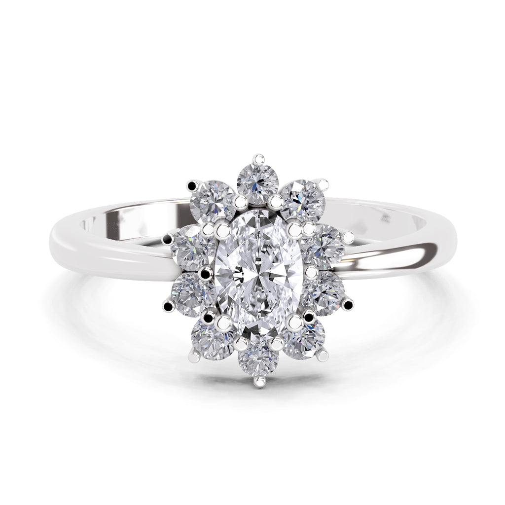 Sparkles 0.88 Carat Oval Shape Engagement Ring | 14K White Gold