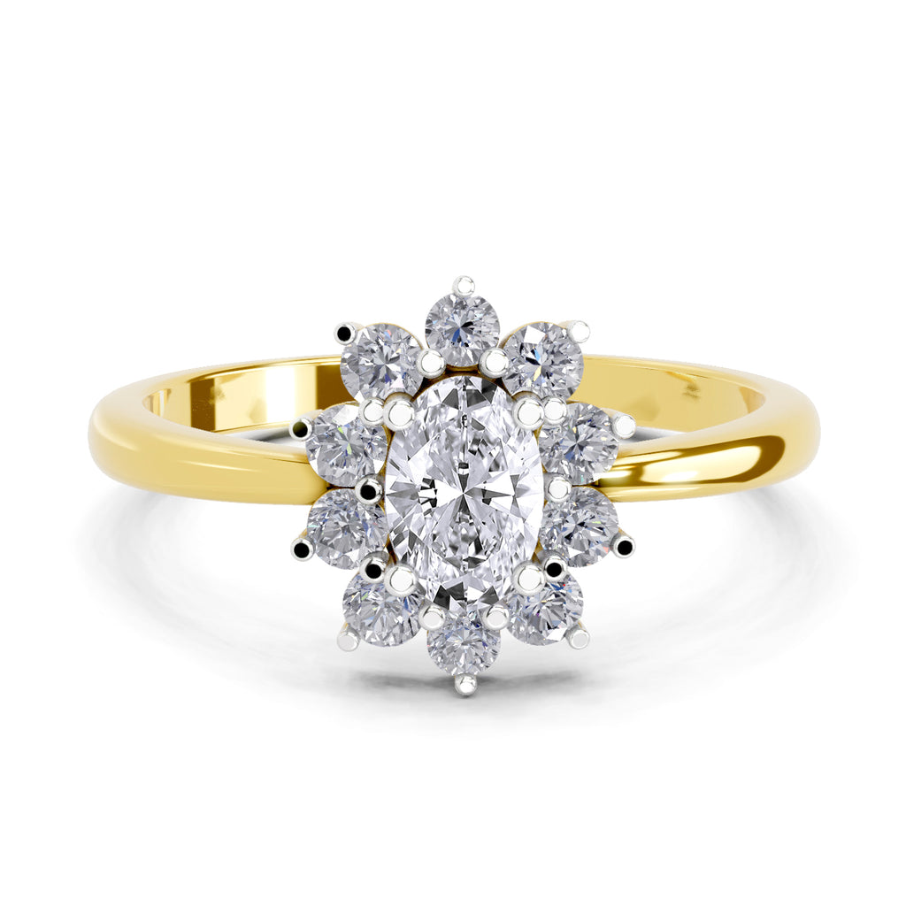 0.88 Carat Oval Shape Engagement Ring | 14K Yellow Gold