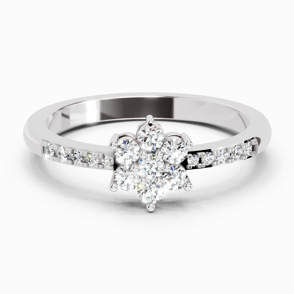 0.33 Ct Flower Ring | 14K White Gold
