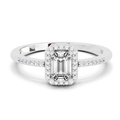 0.7 Ct Emerald Cut Halo Ring | 14K White Gold