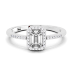 0.7 Ct Emerald Cut Halo Ring | 14K White Gold