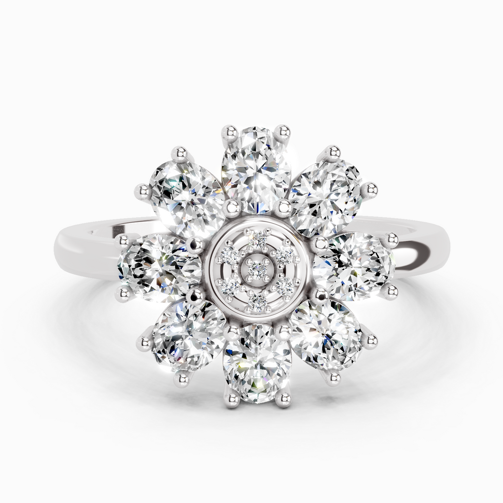 1.63 Carat Daisy Royale Promise  Engagement Ring | 14K White Gold