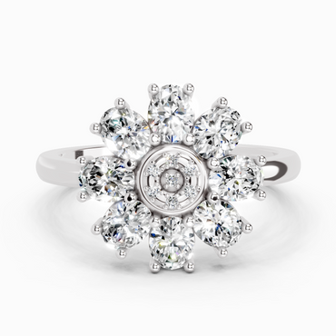 1.63 Carat Daisy Royale Promise  Engagement Ring | 14K White Gold