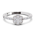 Sparkles 0.59 Carat Round Shape Floral Engagement Ring | 14K White Gold