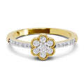 0.59 Carat Round Shape Floral Engagement Ring | 14K Yellow Gold