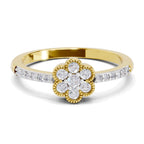 0.59 Carat Round Shape Floral Engagement Ring | 14K Yellow Gold
