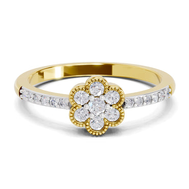 0.59 Carat Round Shape Floral Engagement Ring | 14K Yellow Gold