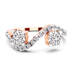 0.67 Ct Swirl Two Stone Diamond Engagement Ring | 14K Rose Gold