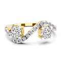 0.67 Ct Swirl Two Stone Diamond Engagement Ring | 14K Yellow Gold