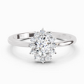0.77 Ct Oval Shape Halo Diamond Engagement  Ring | 14K White Gold