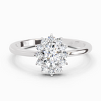 0.77 Ct Oval Shape Halo Diamond Engagement  Ring | 14K White Gold
