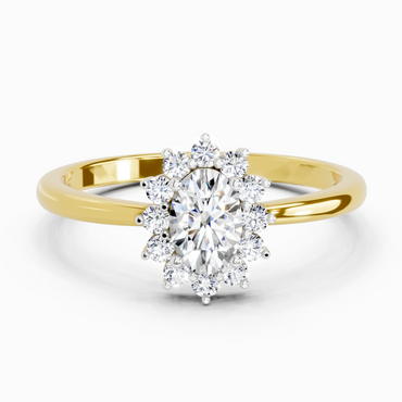 0.77 Ct Oval Shape Halo Diamond Engagement  Ring | 14K Yellow Gold