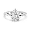 0.61 Ct Pear Cut Halo Ring | 14K White Gold