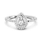 0.61 Ct Pear Cut Halo Ring | 14K White Gold
