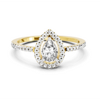 0.61 Ct Pear Cut Halo | 14K Yellow Gold