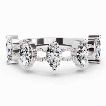1.10 Ct Oval Shape Diamond Band Ring | 14K White Gold