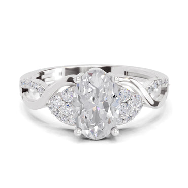 2.19 Carat Oval Shape Swirl Engagement Ring | 14K White Gold
