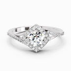 0.67 Ct Round Shape Diamond Engagement Ring | 14K White Gold