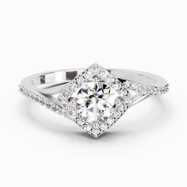 0.67 Ct Round Shape Diamond Engagement Ring | 14K White Gold