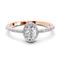 0.6 Carat Oval Shape Halo Engagement Ring | 14K Rose Gold