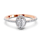 0.6 Carat Oval Shape Halo Engagement Ring | 14K Rose Gold