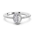 0.6 Carat Oval Shape Halo Engagement Ring | 14K White Gold
