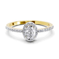0.6 Carat Oval Shape Halo Engagement Ring | 14K Yellow Gold