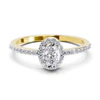 0.6 Carat Oval Shape Halo Engagement Ring | 14K Yellow Gold