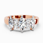 1.08 Ct Marquise Three-Stone Ring | 14K Rose Gold