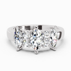 1.08 Ct Marquise Three-Stone Ring | 14K White Gold