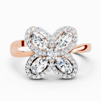 1.72 Ct Oval Flower Ring | 14K Rose Gold