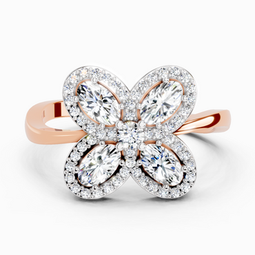 1.72 Ct Oval Flower Ring | 14K Rose Gold