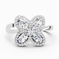 1.72 Ct Oval Flower Ring | 14K White Gold