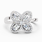 1.72 Ct Oval Flower Ring | 14K White Gold