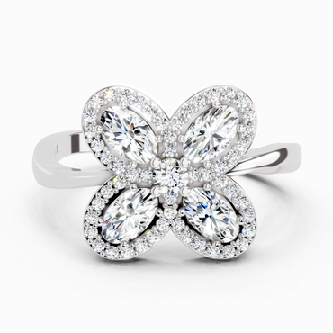 1.72 Ct Oval Flower Ring | 14K White Gold