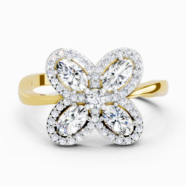 1.72 Ct Oval Flower Ring | 14K Yellow Gold