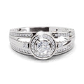 0.6 Carat Round Shape Circle Halo Engagement Ring | 14K White Gold