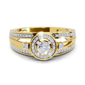 0.6 Carat Round Shape Circle Halo Engagement Ring | 14K Yellow Gold
