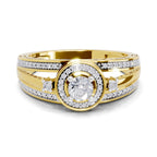 0.6 Carat Round Shape Circle Halo Engagement Ring | 14K Yellow Gold