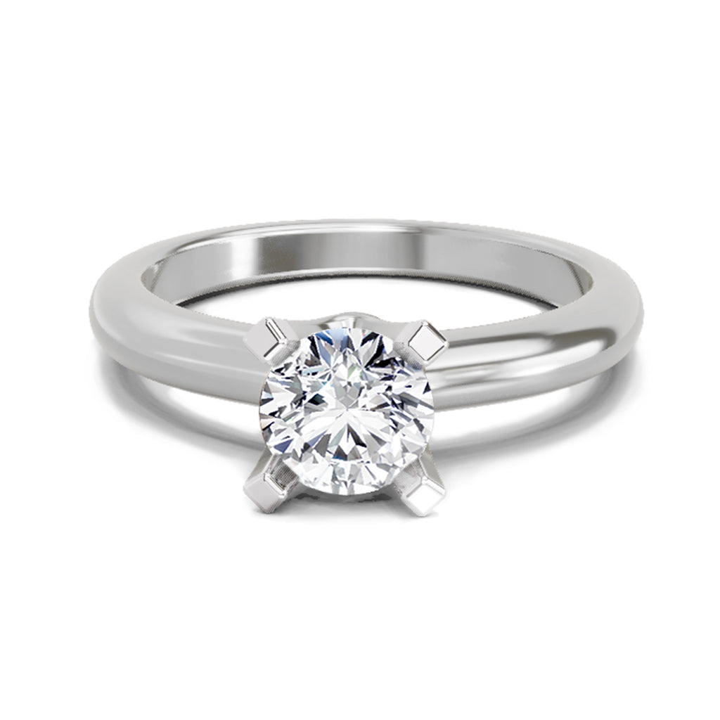 0.8 Ct Round Solitaire Ring  14K White Gold