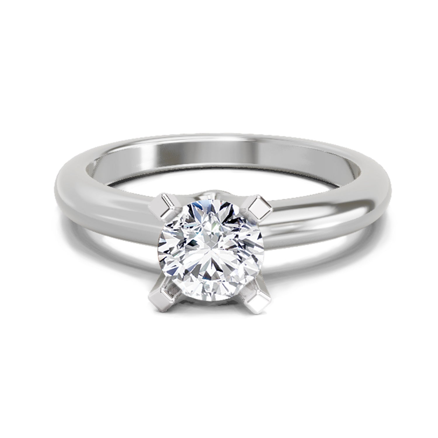 0.8 Ct Round Solitaire Ring  14K White Gold
