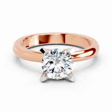 1 Carat Round Shape 4 Prong Solitaire Diamond Ring | 14K Rose Gold