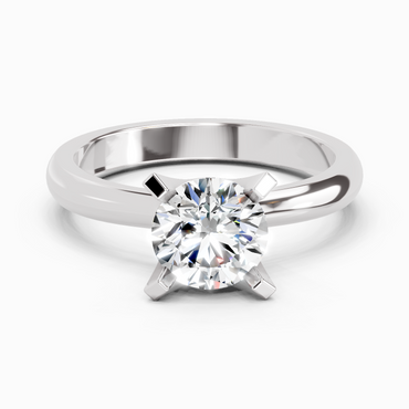 1 Carat Round Shape 4 Prong Solitaire Diamond Ring | 14K White Gold