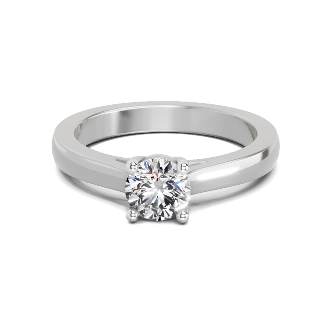 0.7 Ct Round Solitaire Ring  14K White Gold