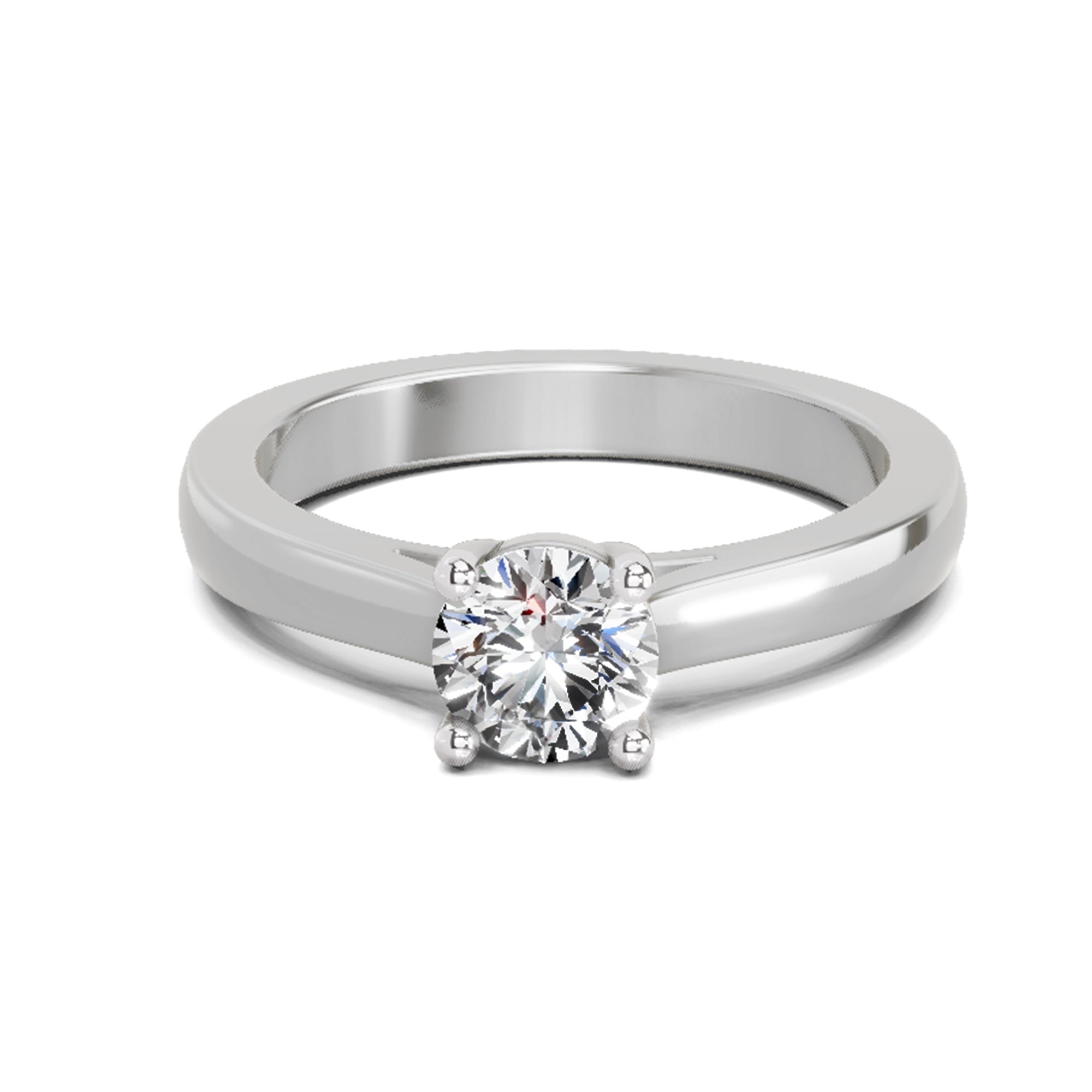 0.7 Ct Round Solitaire Ring  14K White Gold