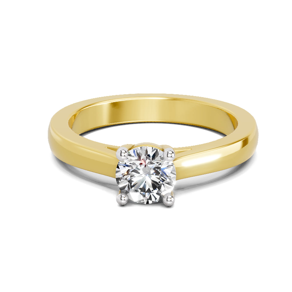 0.7 Ct Round Solitaire Ring  14K Yellow Gold